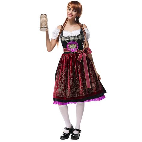 halloween party cosplay velvet long german bavaria national oktoberfest beer girl maid peasant