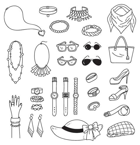 Premium Vector Set Of Fashion Accessories Doodle Isolated On White
