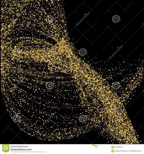 Vector Abstract Shiny Color Gold Wave Design Element With Glitter