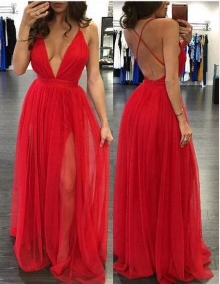 red v neck evening dress sexy backless prom dress long prom dresses party dress f1661 on luulla