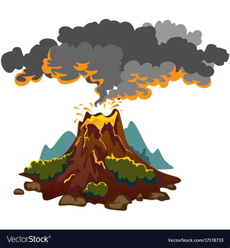 A Set Of Volcanoes Varying Degrees Eruption Vector Image