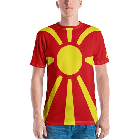 Current flag of north macedonia with a history of the flag and information about north macedonia the flag of the republic of macedonia was selected on the basis of a public competition in 1995. North Macedonia Flag Men's T-shirt - Flag and Country