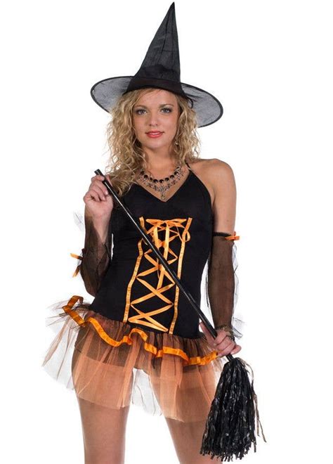 Witch Halloween Costume Orange Tutu Witch Womens Sexy Costume