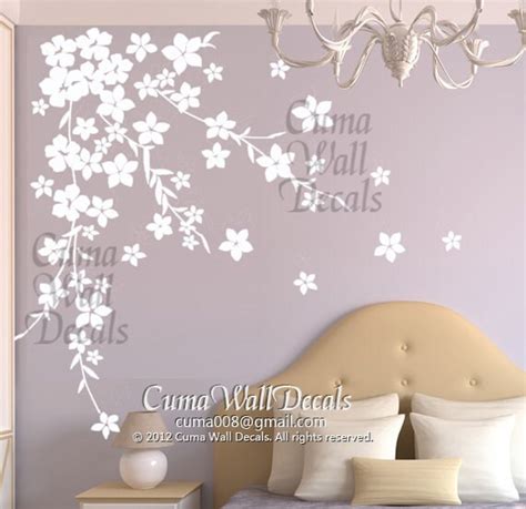 White Cherry Blossom Wall Decals Flower Vinyl Wall Decals By Cuma