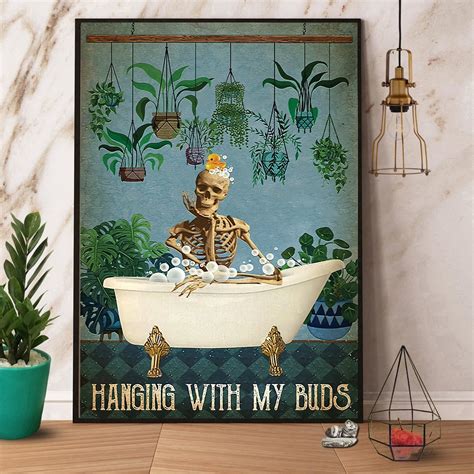Skeleton Hanging With My Buds Gardening Poster No Frame Gearnoble