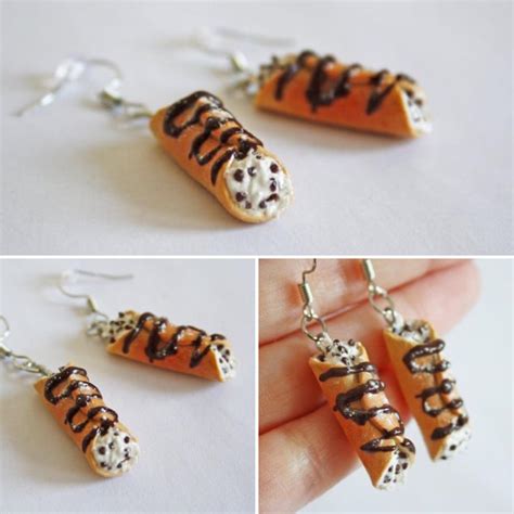 ‘leave The Gun Take The Cannoli Tiny Cannoli Earrings Made From