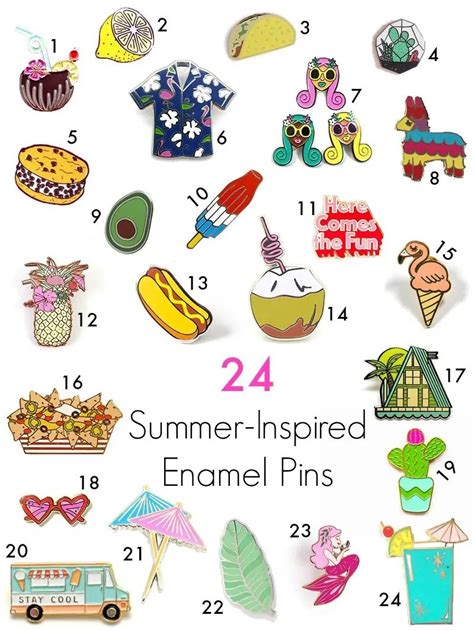 24 Summer Inspired Enamel Pins Revel And Glitter