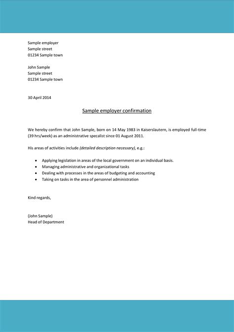 Confirmation Letter Templates