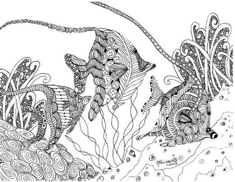 Cute tropical fish coloring pages. Adult Coloring Pages Printable DIY Zendoodle Zentangle 8.5 x