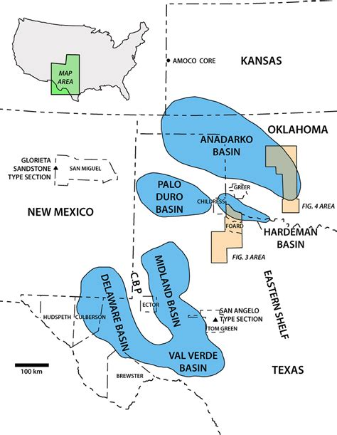 Map Of Texas Oklahoma New Mexico And Kansas To Illustrate Areas