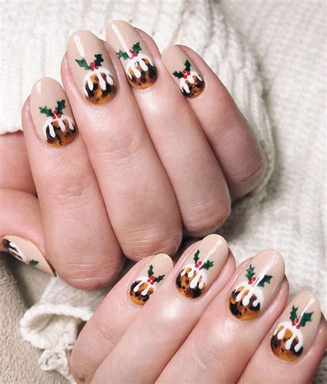 Festive Christmas Nail Art Ideas Christmas Pudding Nails