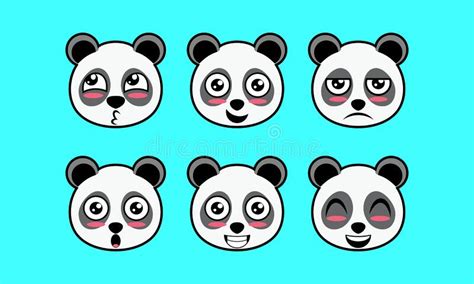 Cute Animal Face Expression Logo Pet Panda Icon Stock Vector