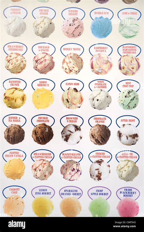 Sign With Ice Cream Varieties For Sale Stock Photo Alamy