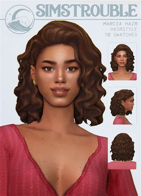 𝘴𝘪𝘮𝘴𝘵𝘳𝘰𝘶𝘣𝘭𝘦 Sims Hair Sims 4 Curly Hair Sims 4