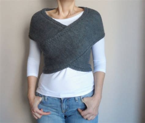 Hand Knit Vest Cross Sweater Capelet Neck Warmer In Etsy