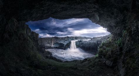 Waterfall View From Cave Wallpaper HD Nature K Wallpapers Images And Background Wallpapers Den