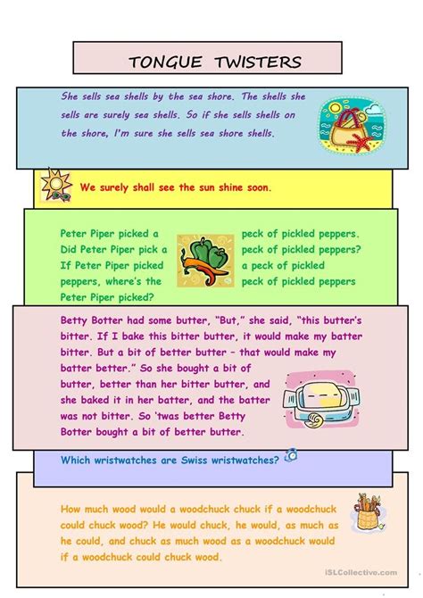 Tongue Twisters Worksheet Free Esl Printable Worksheets Made Free