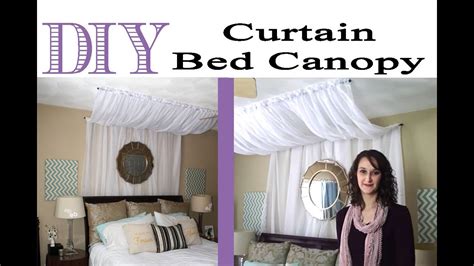 In this case, the curtains can't be drawn around the bed, but you definitely get that romantic look. DIY Curtain Bed Canopy | #33 - YouTube