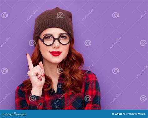 Girl With Glasses Stock Image Image Of White Violet 60988575