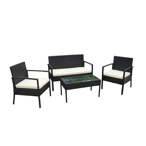 Outdoor indoor wicker coffee table glass top 31 x 18 x 18 great condition. ALEKO Linosa Set Rattan Wicker Furniture 4-Piece Indoor ...