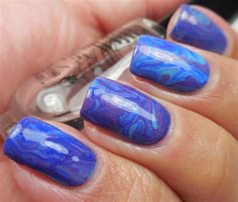 Drip Marble Nails Blue And Purple Drip Marble Nail Art