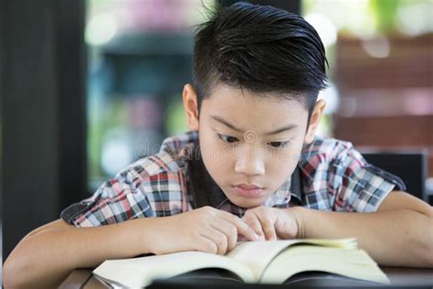 Asian Boy Reading A Book Stock Photo Image Of School 55711824