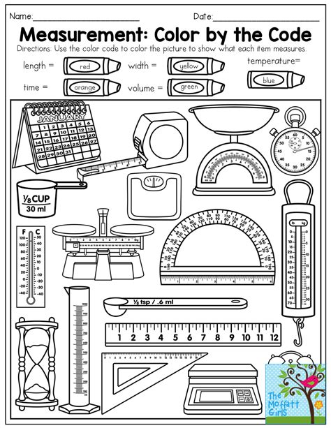 Measurement Color By The Code Worksheet For Students To Learn How To
