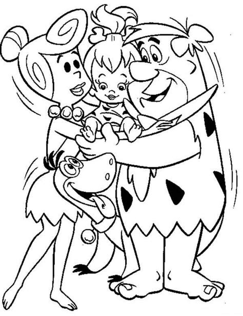 Fred Flintstones Com A Fam Lia Para Colorir Imprimir E Desenhar