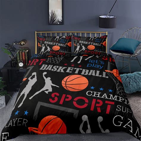 3d Basketball Bedding Set Full Sports Comforter Duvet Cover Etsy