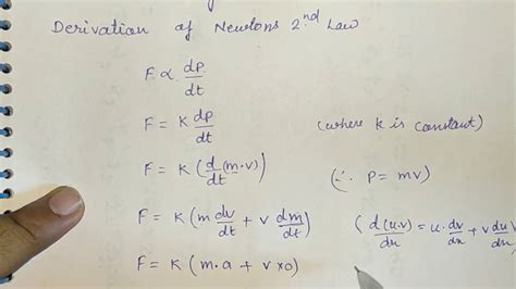 Physics Class 11 Laws Of Motion Derivation Of Newtons Second Law