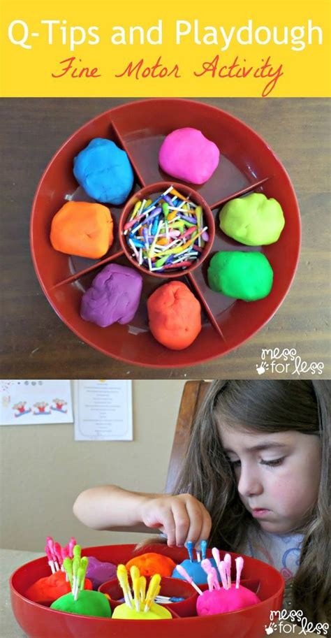Fine Motor Activity With Playdough And Q Tips Mess For Less Fine