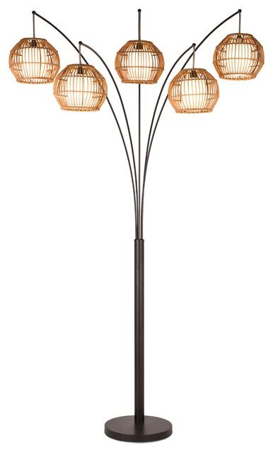Bali 88 Led Arched Floor Lamp Handcrafted Rattan Shade Oil Rubbed