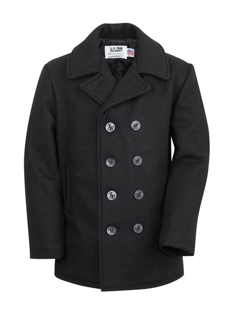 Schott Nyc Classic 32 Oz Melton Wool Navy Pea Coat