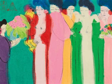 Walasse Ting Five Beauties With Flowers 1970s Elephant