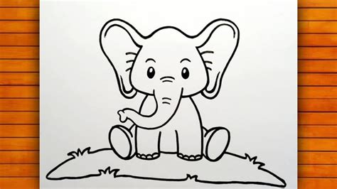 How To Draw Cute Elephant For Beginners Baby Elephant Drawing