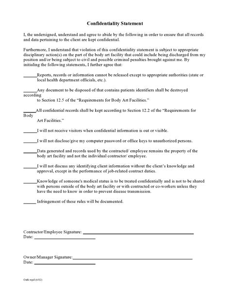 24 Simple Confidentiality Statement Agreement Templates ᐅ