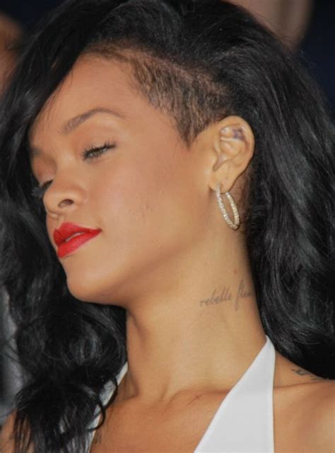 Rihanna Wearing Long Black Hair With A Shaved Side