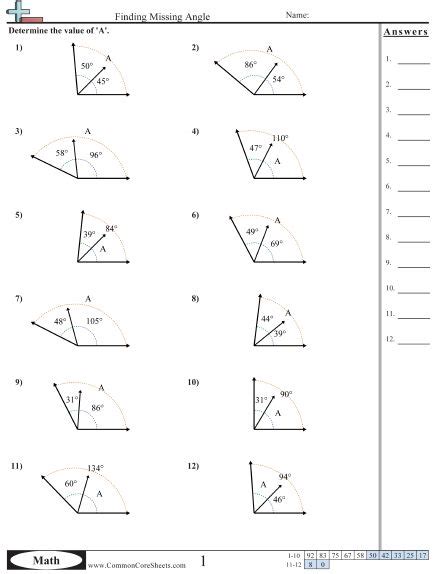 Finding Missing Angles Worksheet 7th Grade