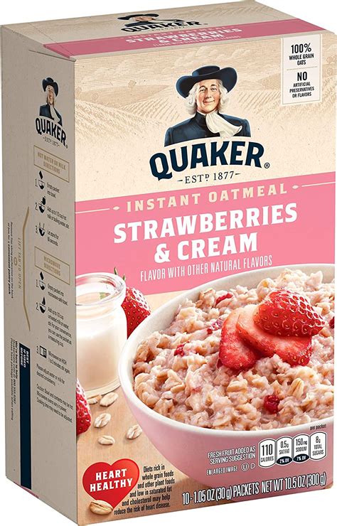 Quaker Instant Oatmeal Strawberries And Cream 300g 105 Oz