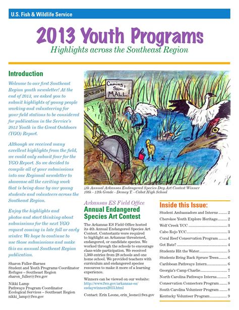 Us Fish And Wildlife Service Southeast Region Youth Newsletter By Us