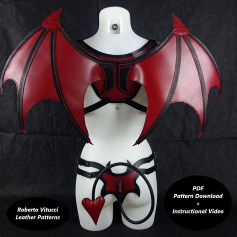 Leather Succubus Dress With Demon Wings And Tail Pattern Etsy France