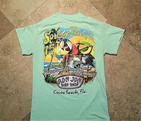 Ron Jon Surf Shop Short Sleeve Graphic Tee Shirt 100 Cotton Green S