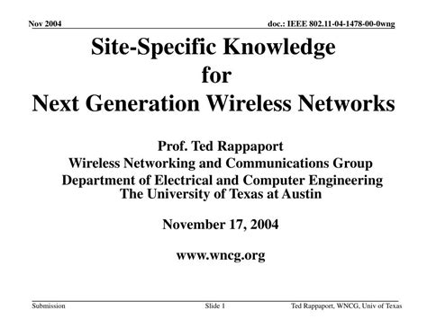 Ppt Site Specific Knowledge For Next Generation Wireless Networks