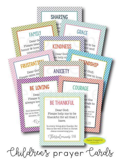 Childrens Prayer Cards 40 Christian Prayer Cards For Etsy