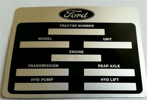 Ford Tractor Identification Decal Sps Parts