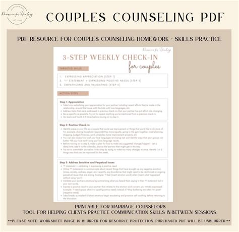 Couples Counseling Communication Skills Handout Printable Couples Weekly Check In Therapy