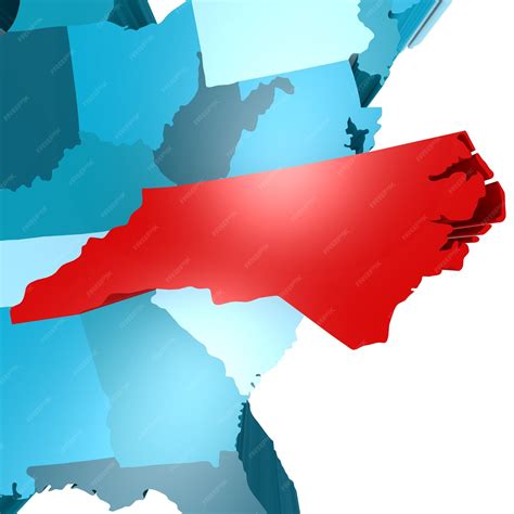 Mapa De Carolina Del Norte En El Mapa Azul De Estados Unidos Foto Premium