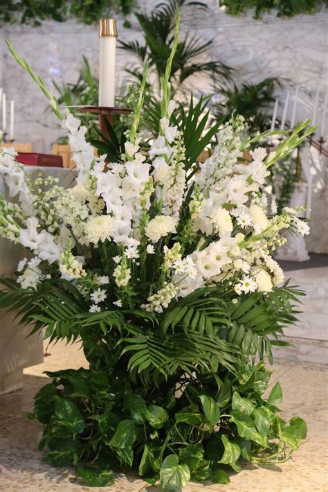 Fern And White Flower Arrangement