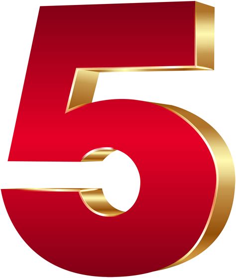 3d Number Five Red Gold Png Clip Art Image Gallery Yopriceville