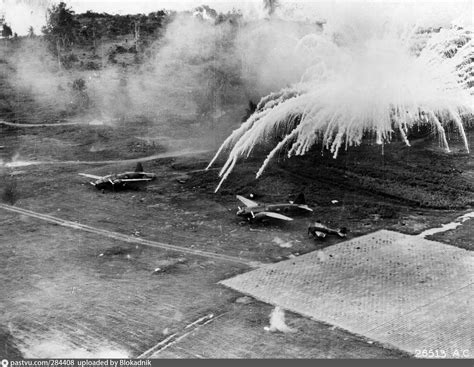 Phosphorus Bombs On Airfield At Rabaul